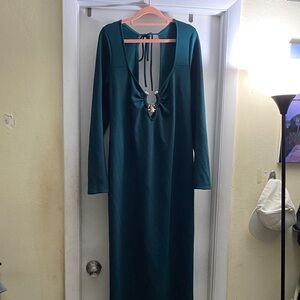 Fashion Nova Teal Long Sleeve Dress